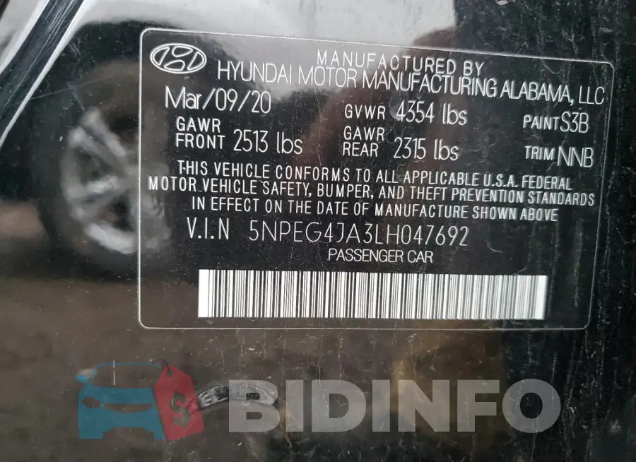 5NPEG4JA3LH047692 Photo# 12