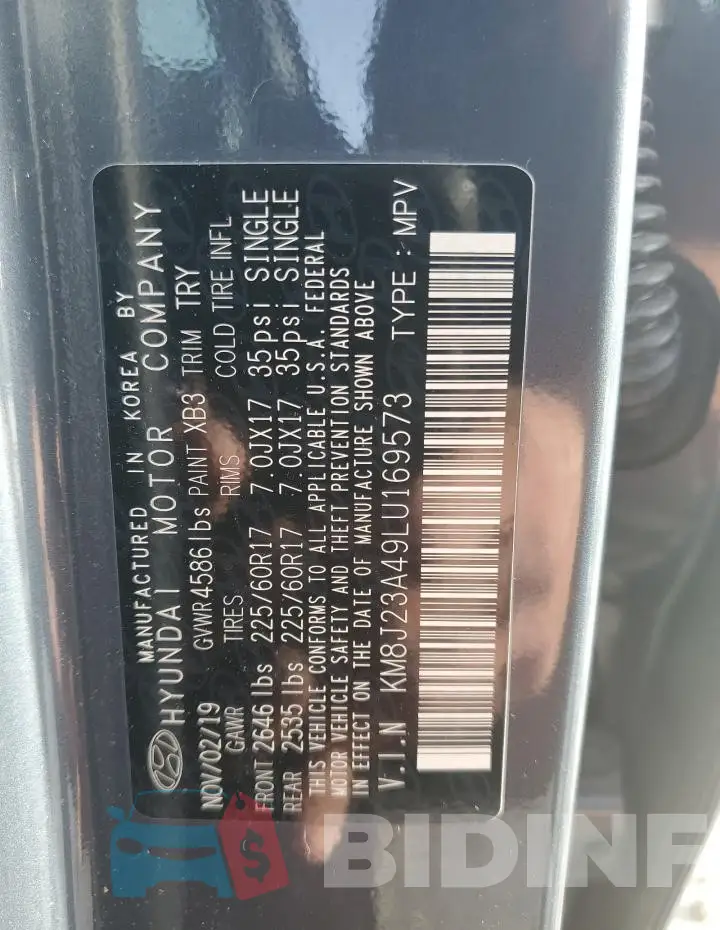 KM8J23A49LU169573 Photo# 13