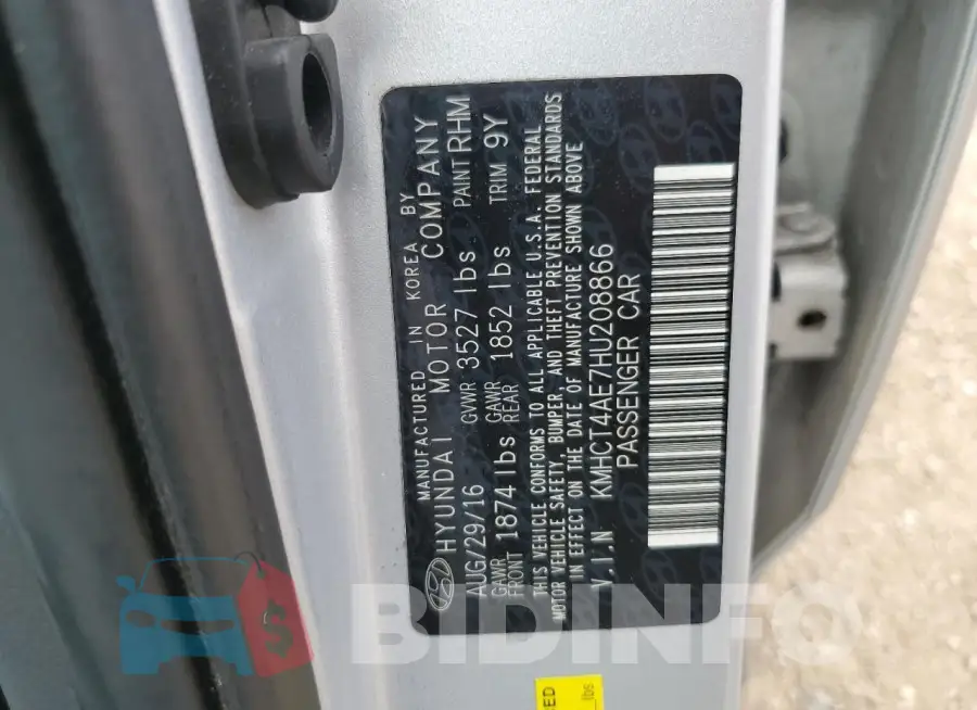 KMHCT4AE7HU208866 Photo# 12