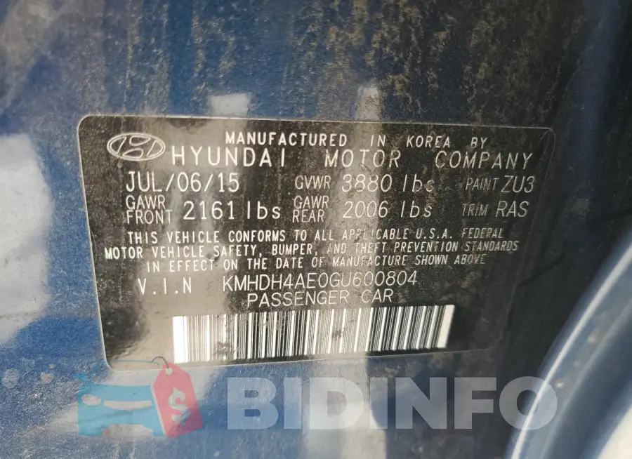 KMHDH4AE0GU600804 Photo# 12