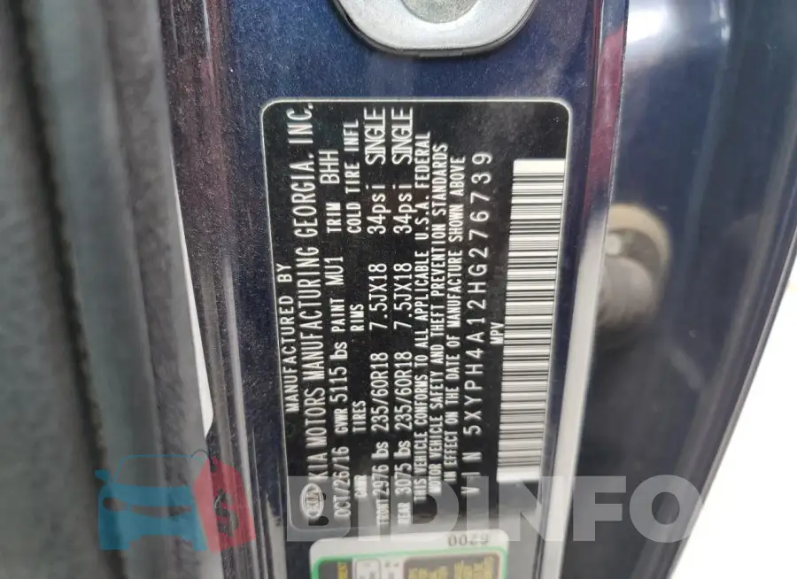 5XYPH4A12HG276739 Photo# 13