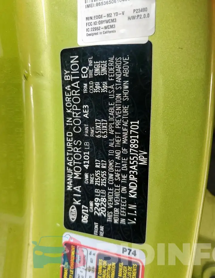 KNDJP3A55J7891701 Photo# 12