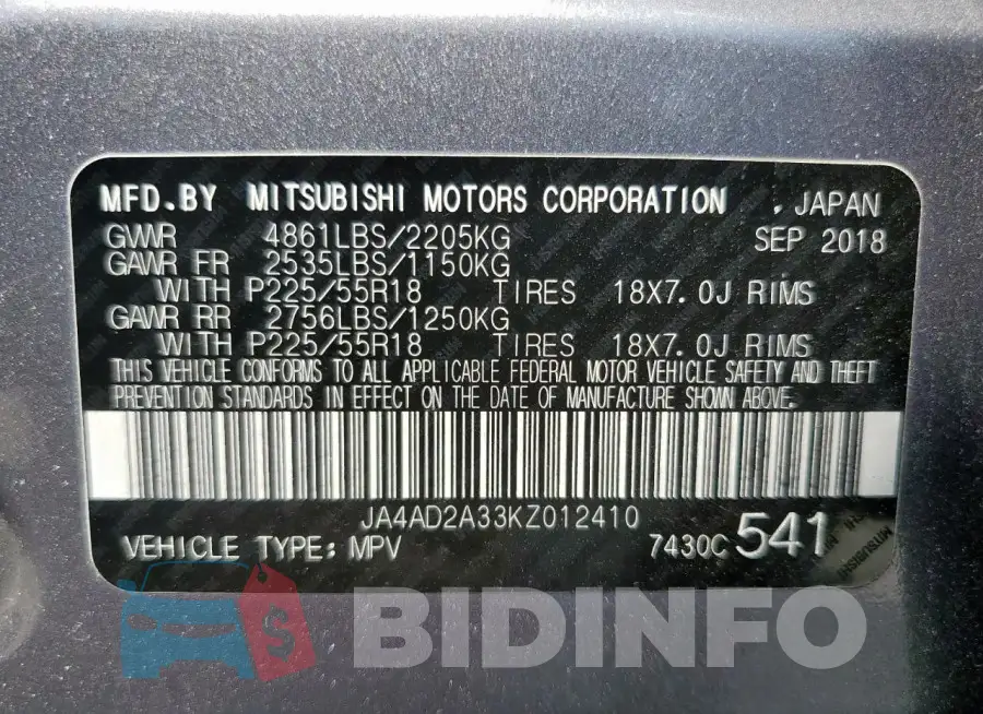 JA4AD2A33KZ012410 Photo# 14