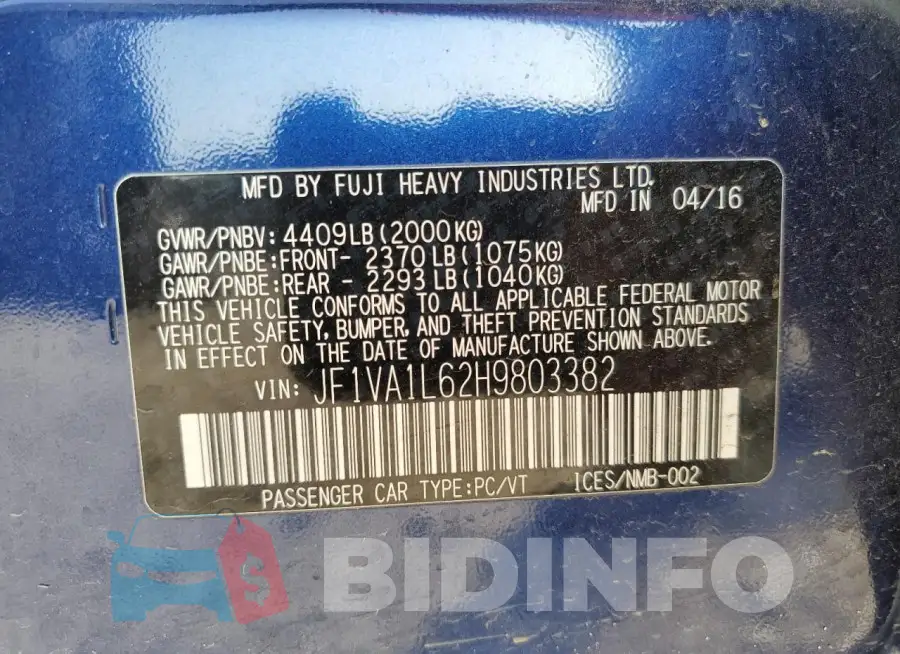 JF1VA1L62H9803382 Photo# 13