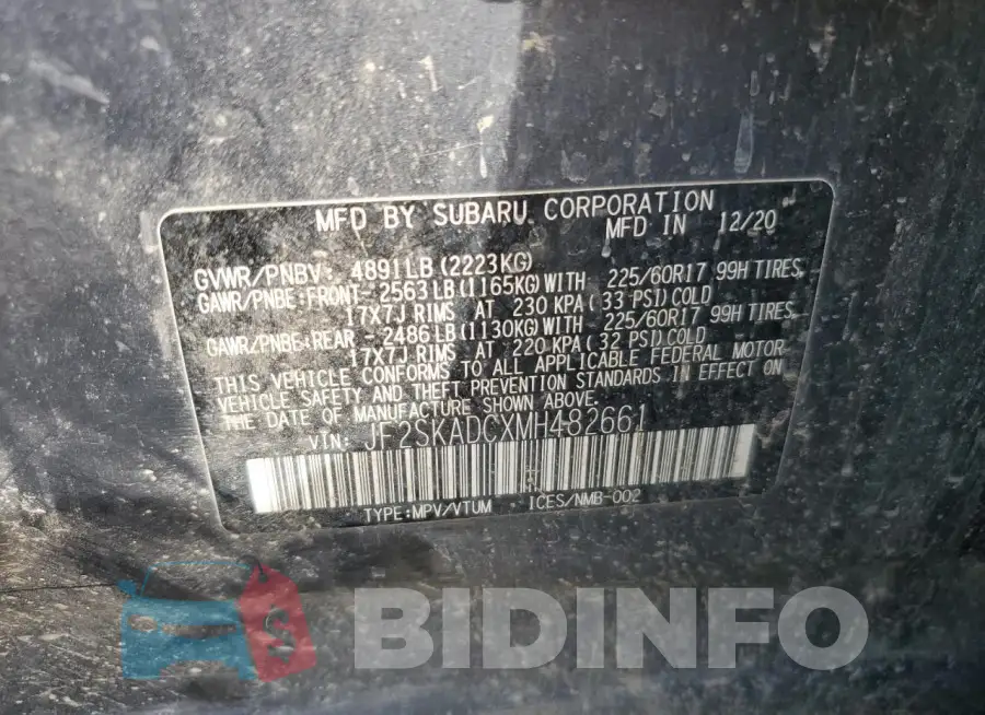 JF2SKADCXMH482661 Photo# 14