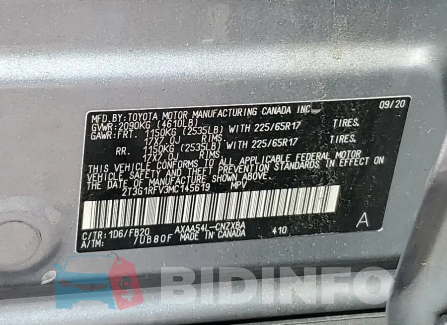 2T3G1RFV3MC145619 Photo# 13