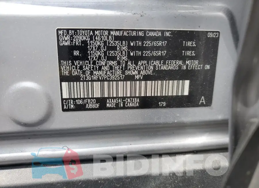 2T3G1RFV7PC392517 Photo# 12