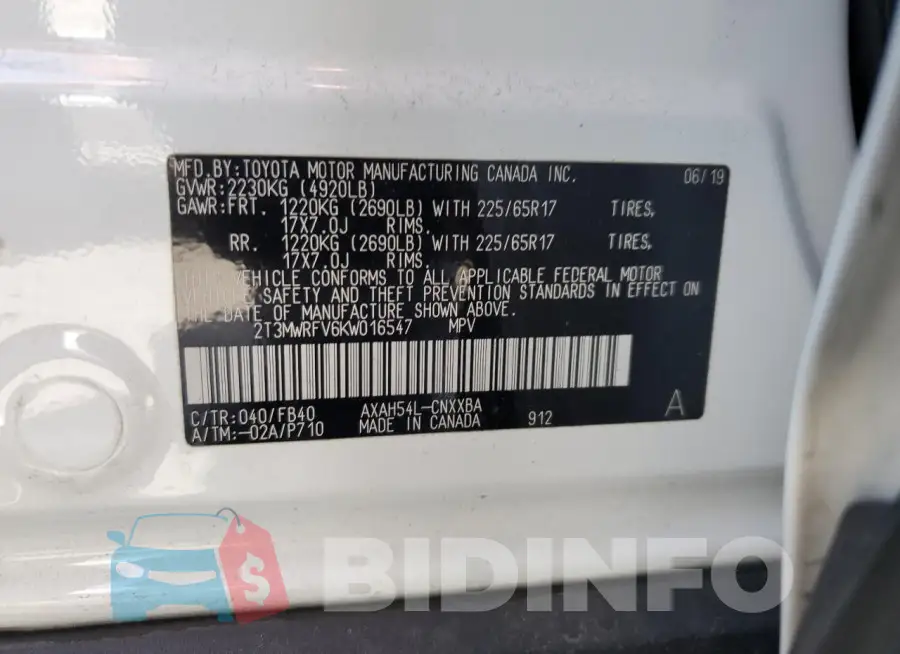 2T3MWRFV6KW016547 Photo# 14