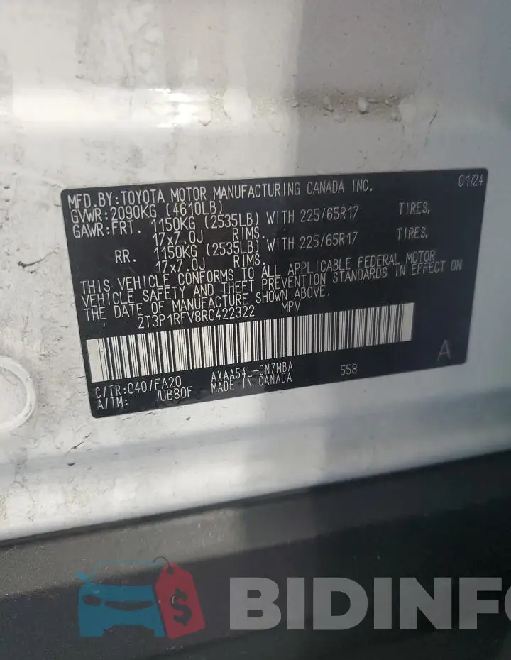 2T3P1RFV8RC422322 Photo# 13