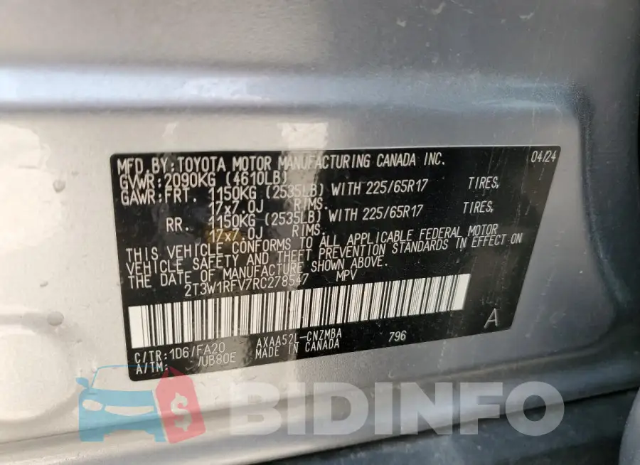 2T3W1RFV7RC278547 Photo# 12
