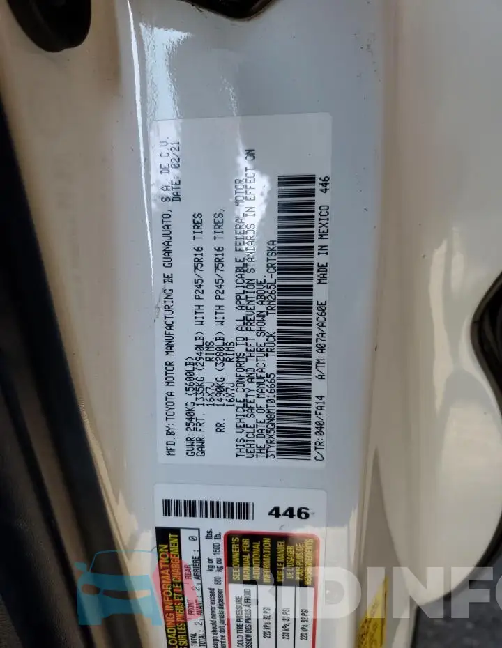 3TYRX5GN8MT016665 Photo# 12