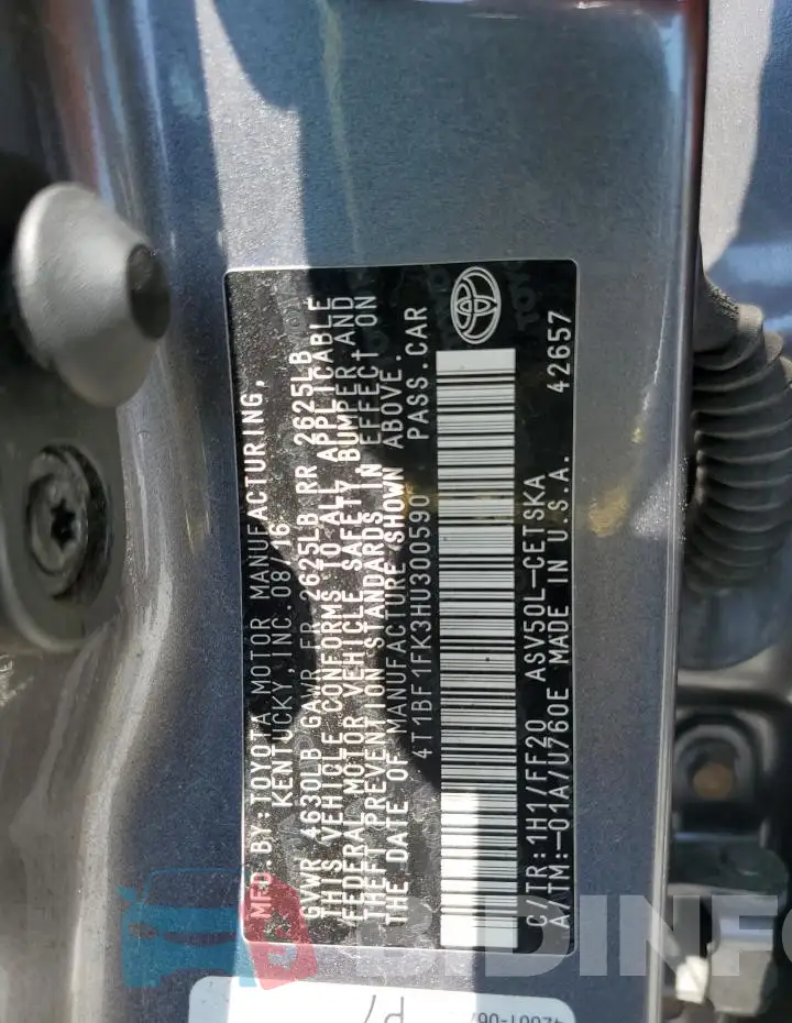 4T1BF1FK3HU300590 Photo# 13