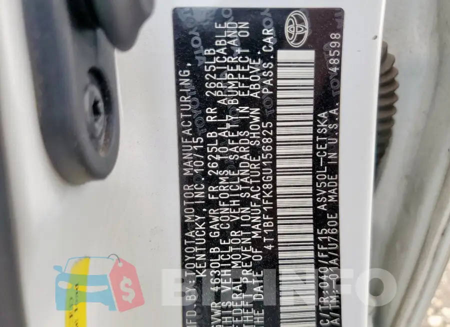 4T1BF1FK8GU156825 Photo# 12