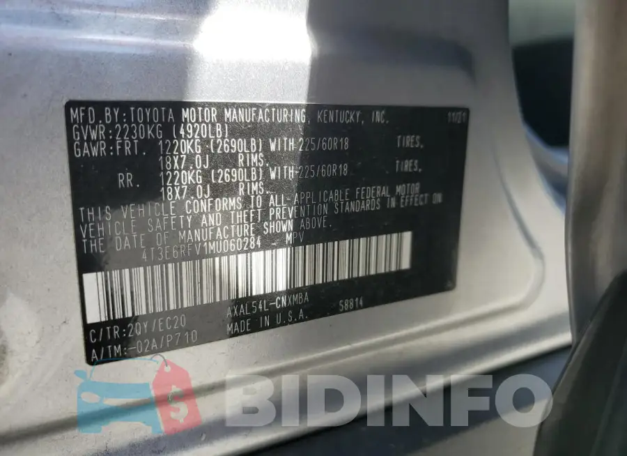 4T3E6RFV1MU060284 Photo# 13