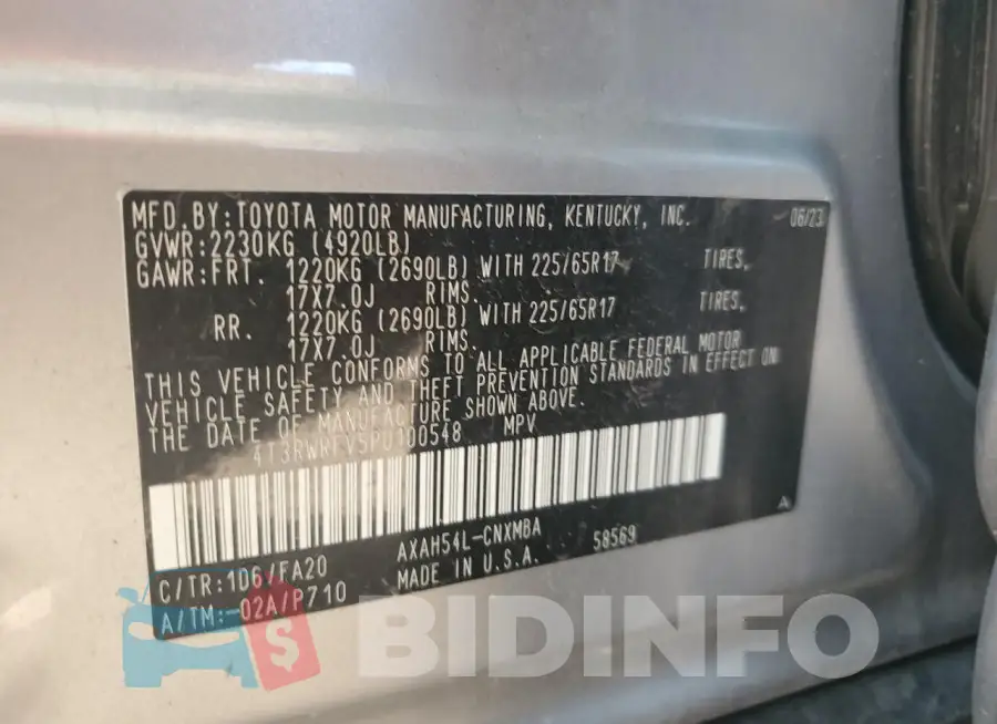 4T3RWRFV5PU100548 Photo# 13