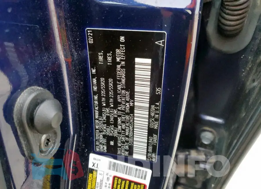 5TDDZRBH4MS534054 Photo# 14
