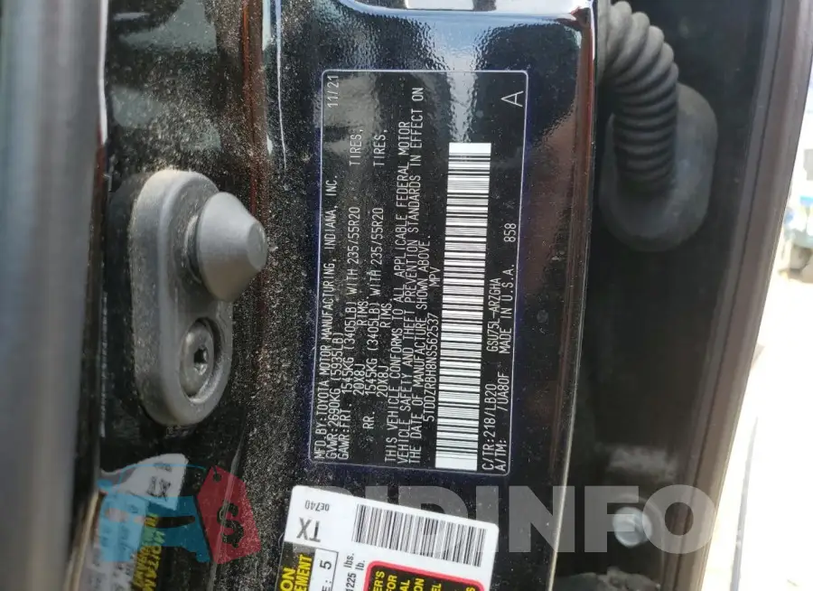 5TDDZRBH8NS562537 Photo# 14
