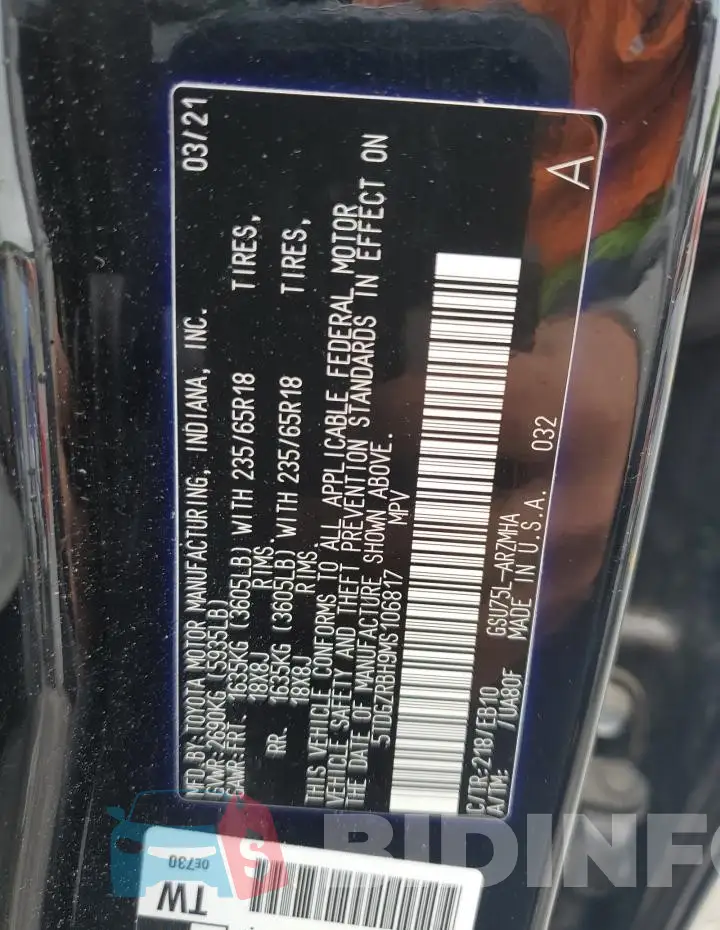 5TDGZRBH9MS106817 Photo# 13