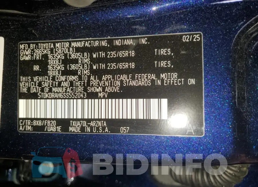 5TDKDRAH6SS552043 Photo# 14