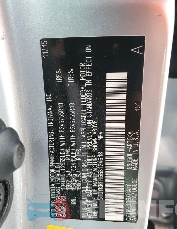 5TDYKRFH6GS124618 Photo# 13