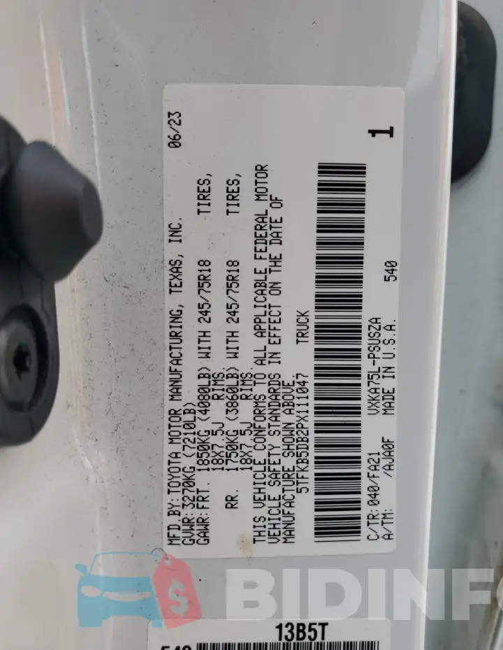 5TFKB5DB2PX111047 Photo# 12