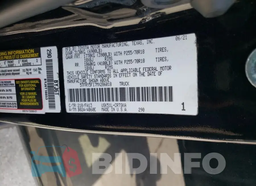 5TFRY5F17MX286018 Photo# 12