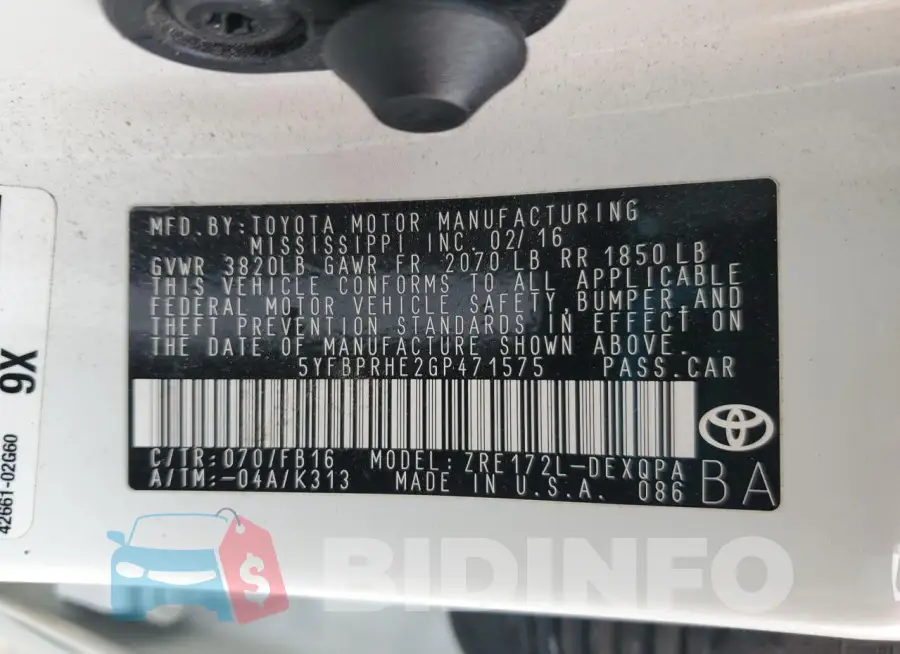 5YFBPRHE2GP471575 Photo# 12