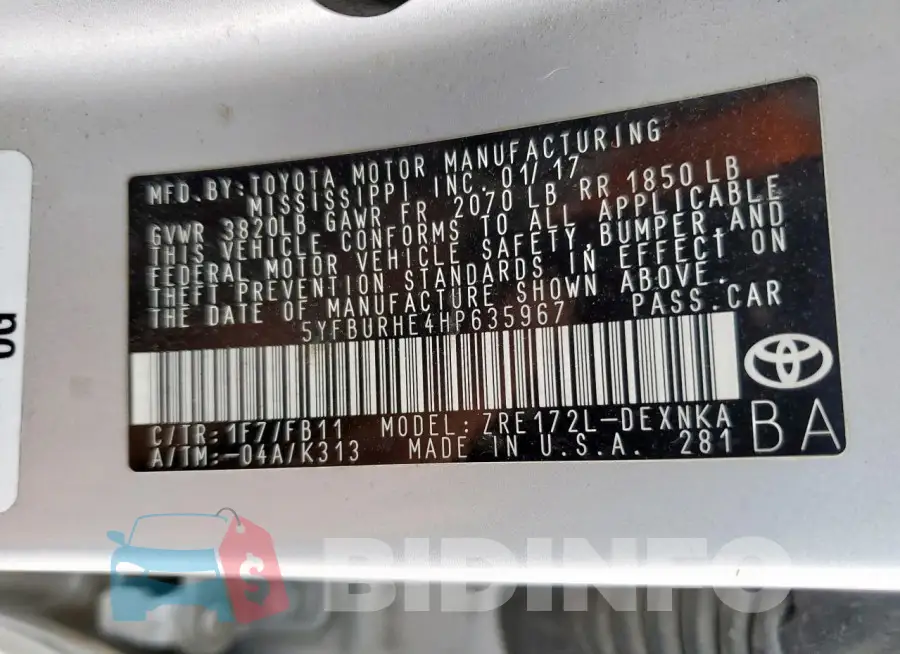 5YFBURHE4HP635967 Photo# 12