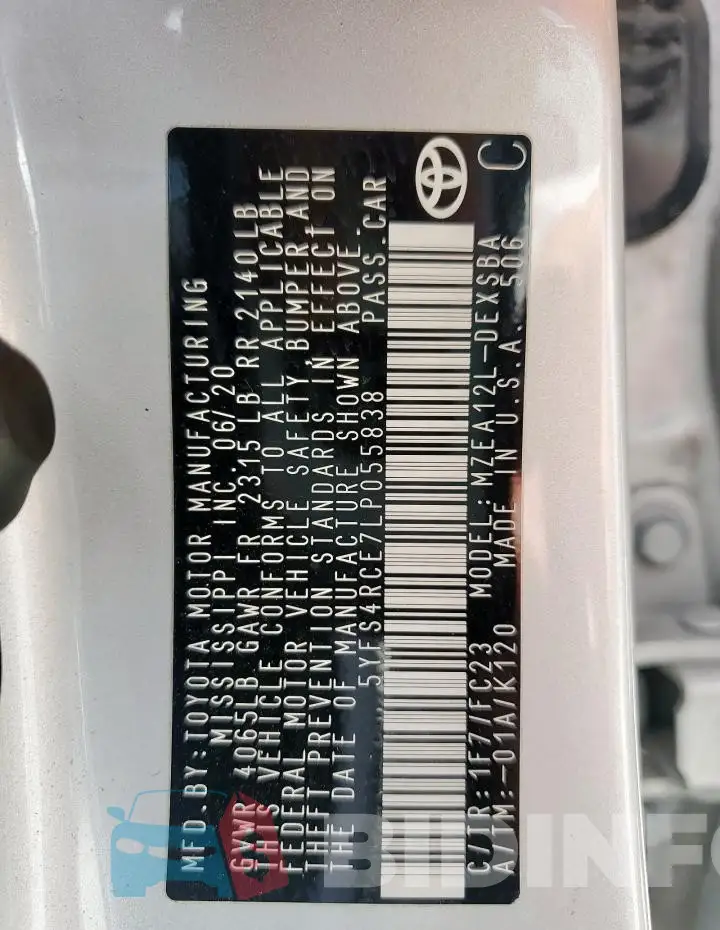 5YFS4RCE7LP055838 Photo# 12