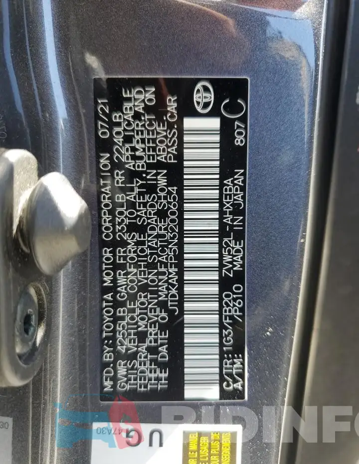 JTDKAMFP5N3200654 Photo# 12