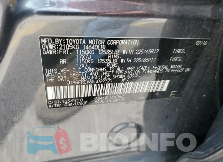 JTMRFREV6GJ099720 Photo# 12