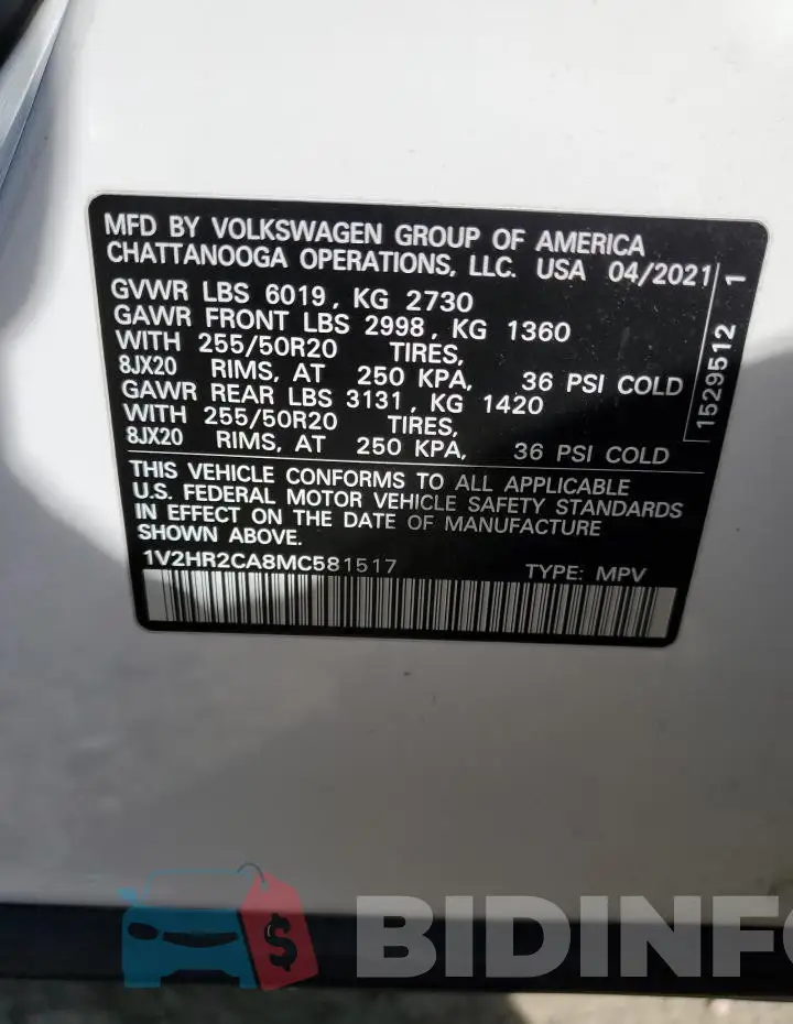 1V2HR2CA8MC581517 Photo# 13