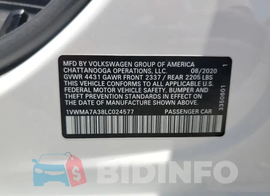 1VWMA7A38LC024577 Photo# 12