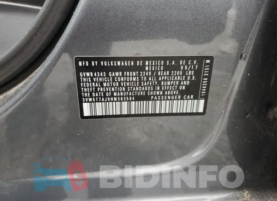 3VW5T7AJ9HM383584 Photo# 12