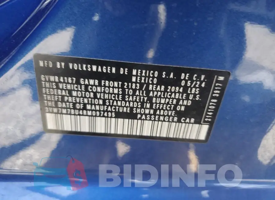 3VW7M7BU4RM097495 Photo# 12