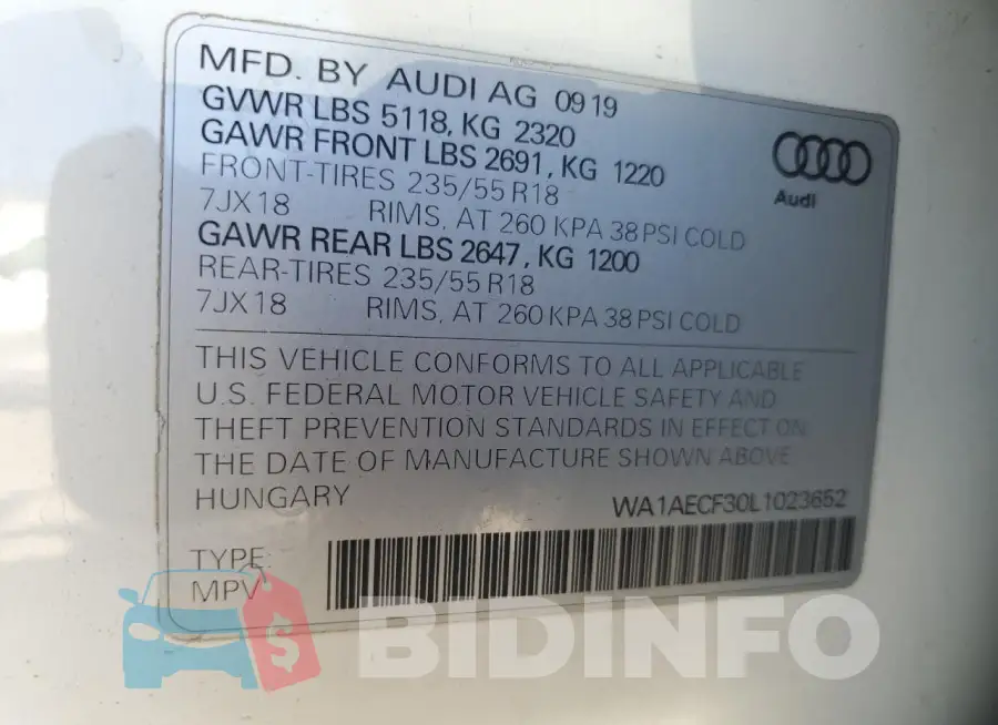WA1AECF30L1023652 Photo# 13
