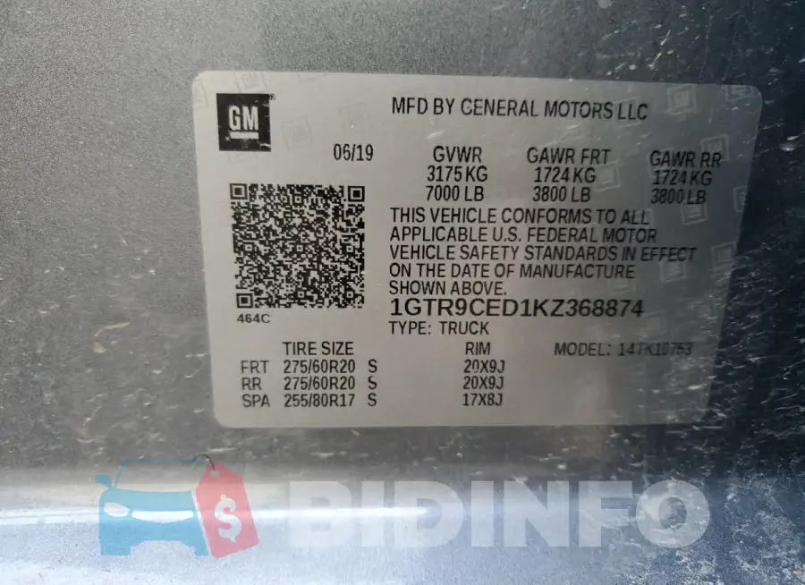 1GTR9CED1KZ368874 Photo# 13