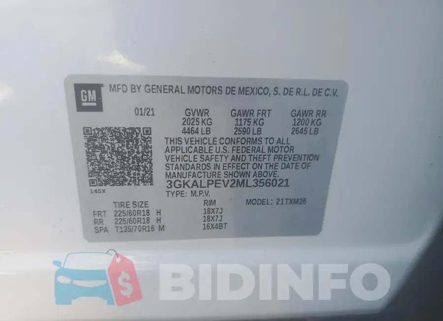3GKALPEV2ML356021 Photo# 13