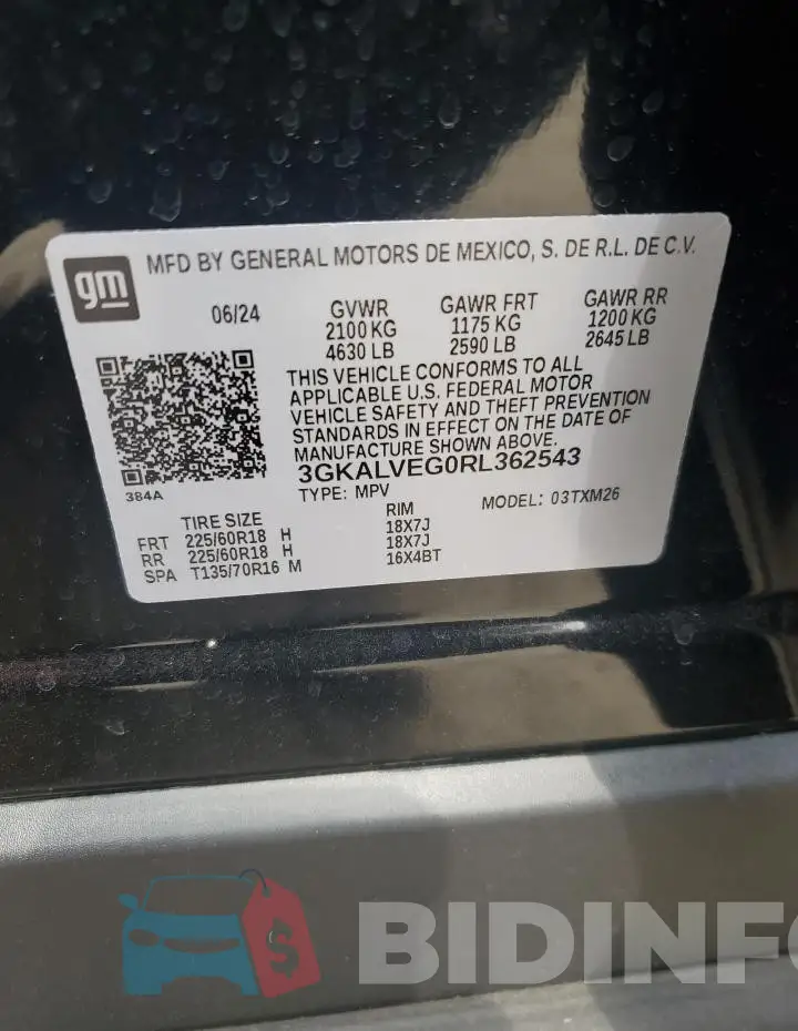 3GKALVEG0RL362543 Photo# 13