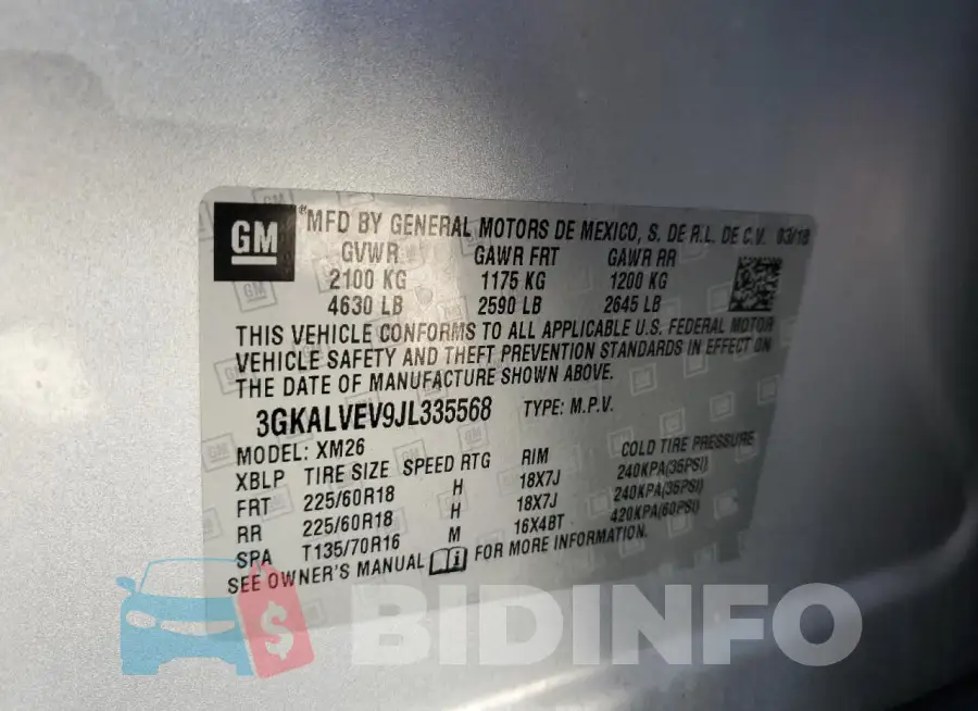 3GKALVEV9JL335568 Photo# 14