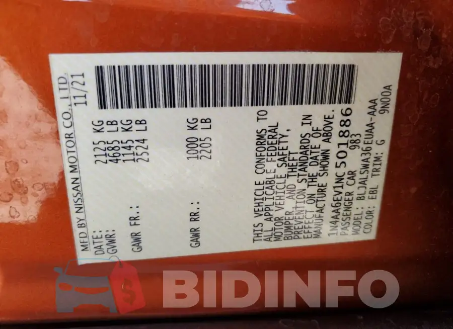 1N4AA6EV1NC501886 Photo# 12