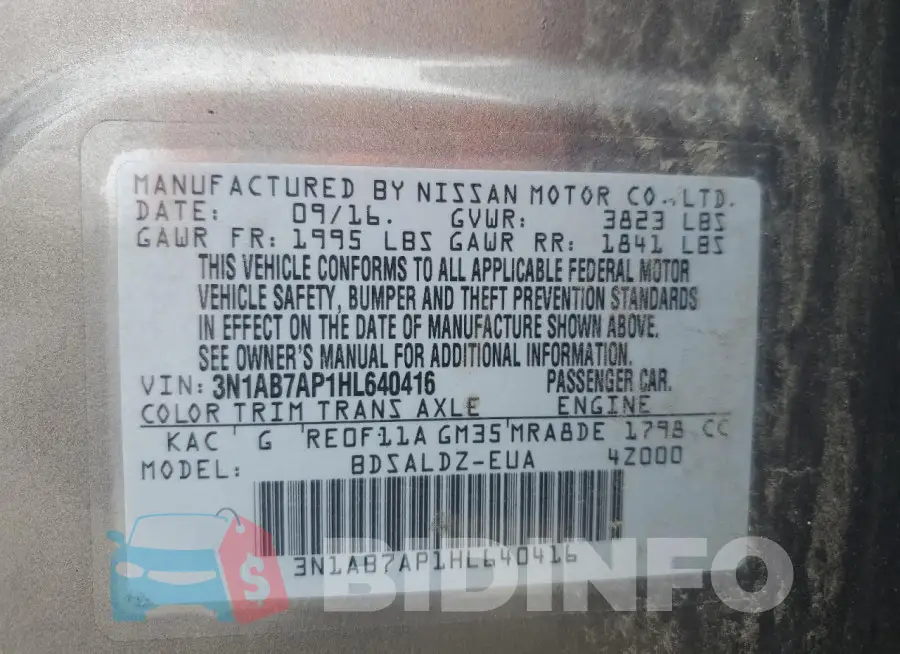 3N1AB7AP1HL640416 Photo# 12