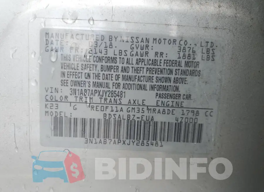 3N1AB7APXJY285481 Photo# 12