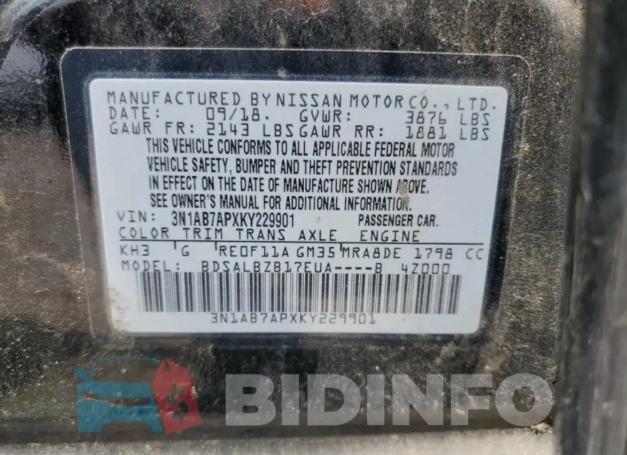 3N1AB7APXKY229901 Photo# 13