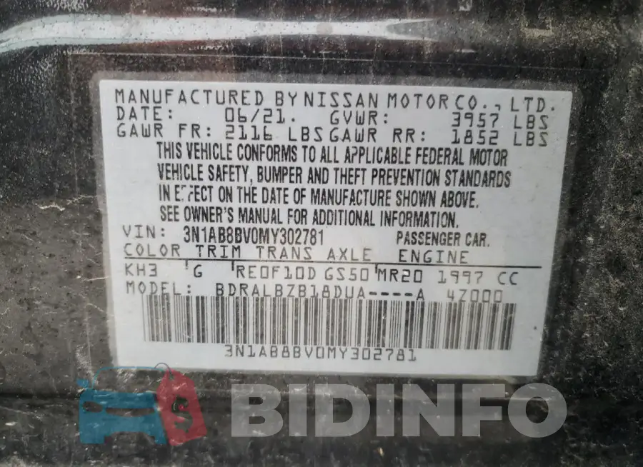 3N1AB8BV0MY302781 Photo# 13