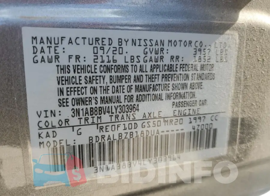 3N1AB8BV4LY303964 Photo# 12