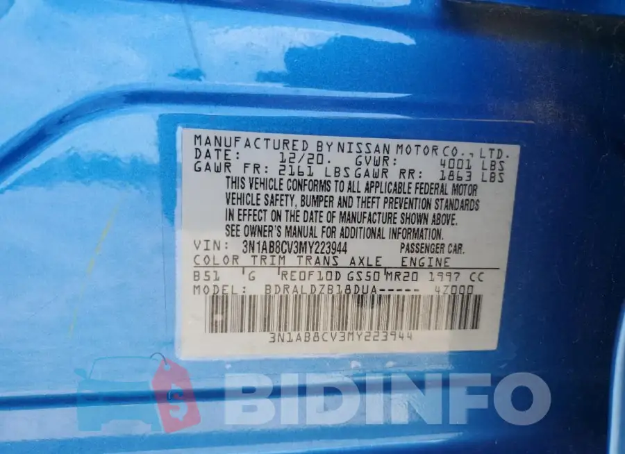 3N1AB8CV3MY223944 Photo# 13
