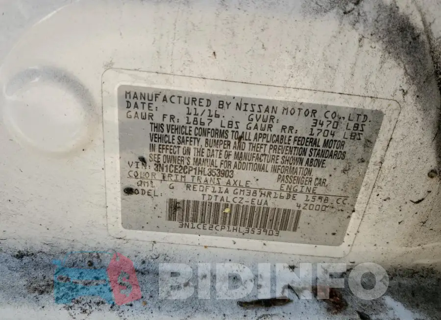 3N1CE2CP1HL353903 Photo# 12