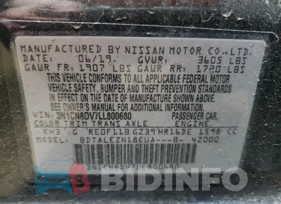 3N1CN8DV7LL800680 Photo# 12
