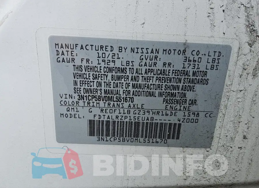 3N1CP5BV0ML551670 Photo# 13